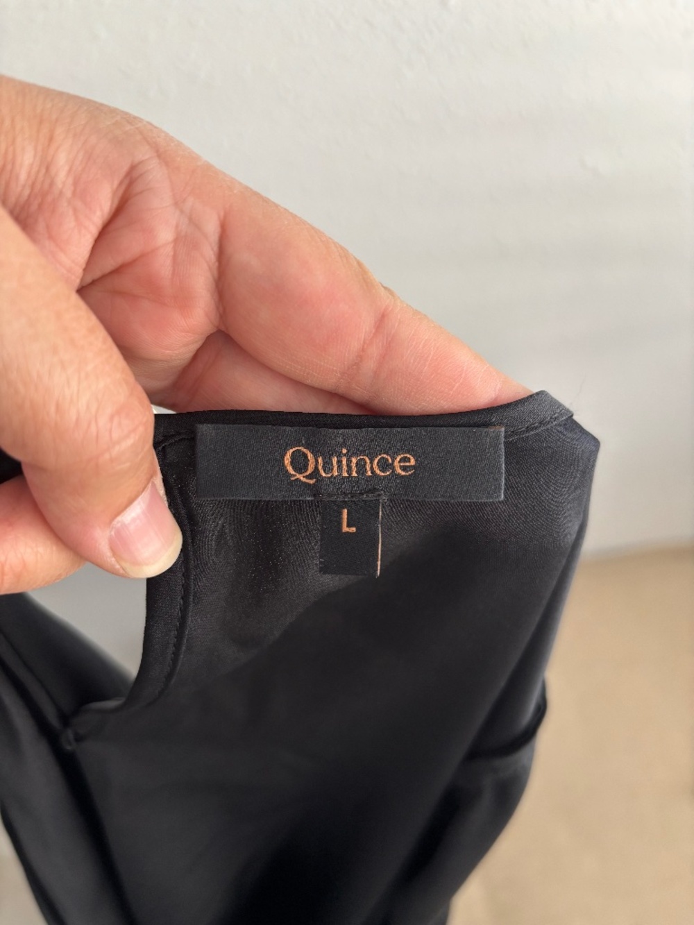 Quince Washable Stretch Silk Tee in Black - Size L - Picture 2 of 8